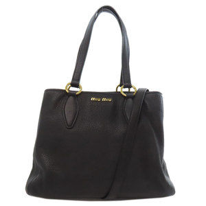 MIU MIU Black Leather Tote Bag